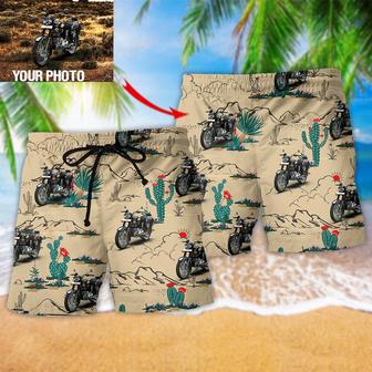 Motorcycle On The Desert Basic Style Custom Photo Beach Short | Newhawaiianshirts AU