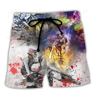 Motorcycle Where The Road Ends The Fun Begins Mix Color Beach Short | Newhawaiianshirts AU