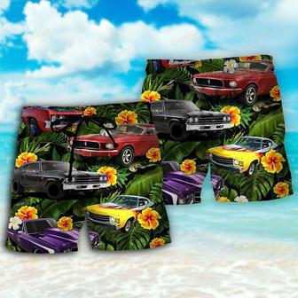 Muscle Car Tropical Vibe Beach Short | Newhawaiianshirts