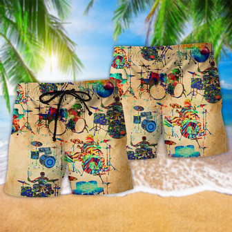 Music Colorful Vintage Drum Beach Short | Newhawaiianshirts