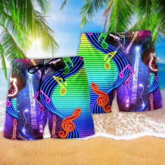 Music Guitar Love Light Neon Beach Short | Newhawaiianshirts AU