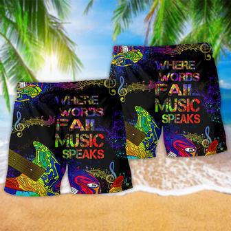 Music Guitar Where Music Speaks Colorful Beach Short | Newhawaiianshirts CA