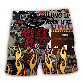 Music Rock Music Red Flame Chill Beach Short | Newhawaiianshirts CA