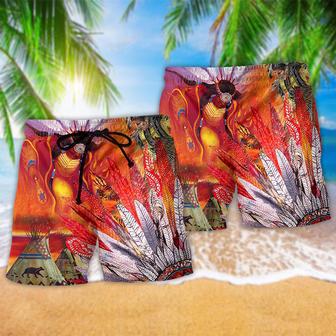 Native American Amazing With Fire Red Cool Beach Short | Newhawaiianshirts AU