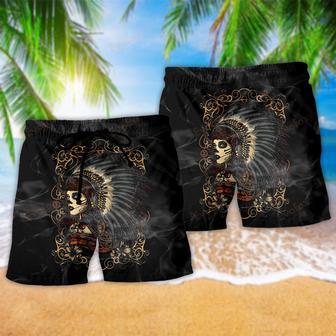 Native Girl Skull Style Cool Beach Short | Newhawaiianshirts CA