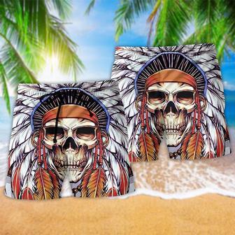 Native Style Love Peace Skull Feather Beach Short | Newhawaiianshirts DE