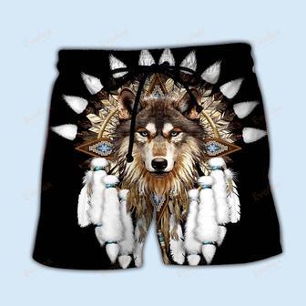 Native Wolf Basic Black Style Beach Short | Newhawaiianshirts AU