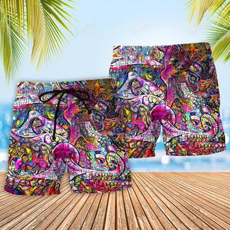 Octopus in Whimsical Modern Psychedelics Beach Short | Newhawaiianshirts CA