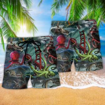 Octopus Seas The Day Just Like The Octopus In Deep Sea Beach Short | Newhawaiianshirts AU