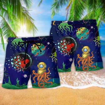 Octopus Space Mysterious Galaxy Beach Short | Newhawaiianshirts