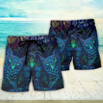 Owl And Witch Darkness Colorful Beach Short | Newhawaiianshirts AU