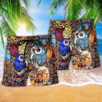 Owl Full Color Love Beach Short | Newhawaiianshirts AU