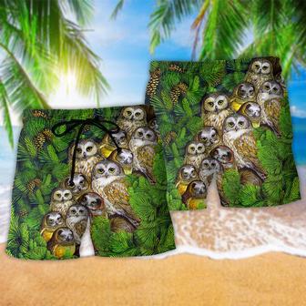 Owl Pine Love Animals Life Style Beach Short | Newhawaiianshirts