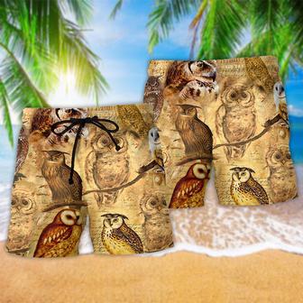 Owl Retro Love Life Classic Cute Style Beach Short | Newhawaiianshirts