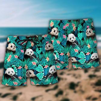 Panda Tropical Summer Floral Beach Short | Newhawaiianshirts AU