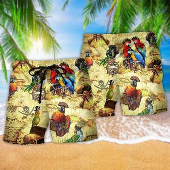 Parrot Amazing Pirate Parrots Beach Short | Newhawaiianshirts