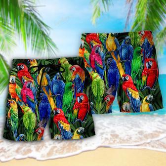 Parrot Family Colorful Tropical Beach Short | Newhawaiianshirts DE