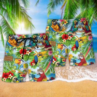 Parrot It's Five Oclock Somewhere Cocktails Beach Short | Newhawaiianshirts