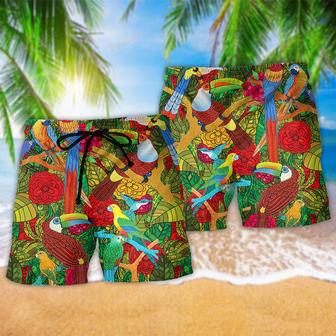 Parrot Love Human Love Sky Color Beach Short | Newhawaiianshirts DE