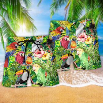 Parrot Lovely Life Tropical Floral Beach Short | Newhawaiianshirts DE