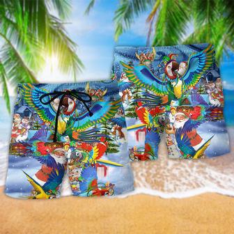 Parrot Mardi Gras Merry Christmas Beach Short | Newhawaiianshirts DE