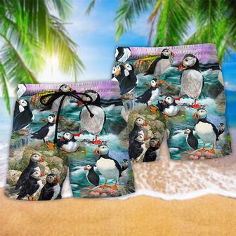 Penguin On The Coast Animals Beach Short | Newhawaiianshirts DE