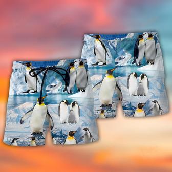 Penguins Cute Style In Snow Beach Short | Newhawaiianshirts AU