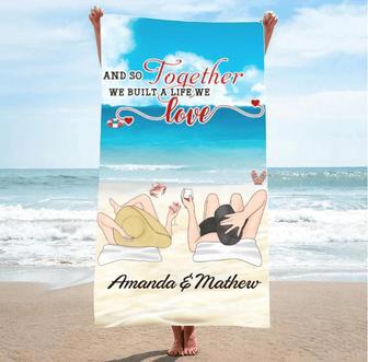 Personalized Couple Beach Towels Building Life Together Summer Vibes | Newhawaiianshirts AU