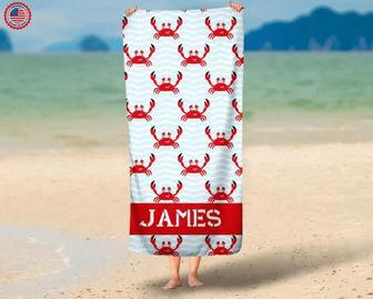 Personalized Crab Name Beach Towels Custom Gift Perfect For Babies | Newhawaiianshirts UK