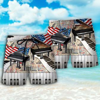 Piano Music Independence Day Beach Short | Newhawaiianshirts DE