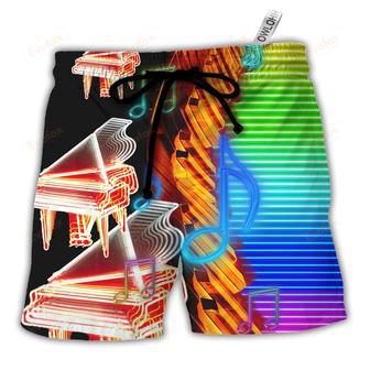 Piano Music Neon Colorful Beach Short | Newhawaiianshirts AU