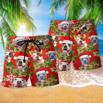 Pitbull Dogs Christmas Pitbulls Are Family Beach Short | Newhawaiianshirts DE