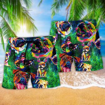 Pitbull Dogs Peace Love And Pitbull Colorful Beach Short | Newhawaiianshirts CA