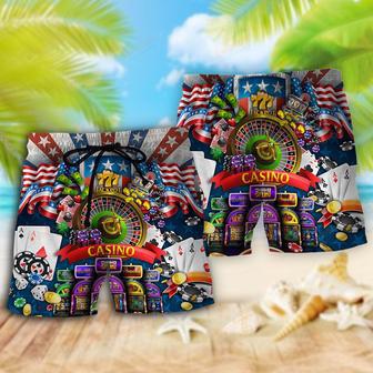 Poker US Flag Casino Lover Beach Short | Newhawaiianshirts DE