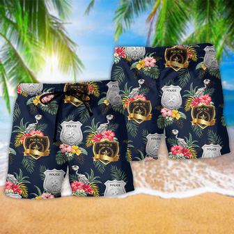 Police Symbol Tropical Floral Beach Short | Newhawaiianshirts AU