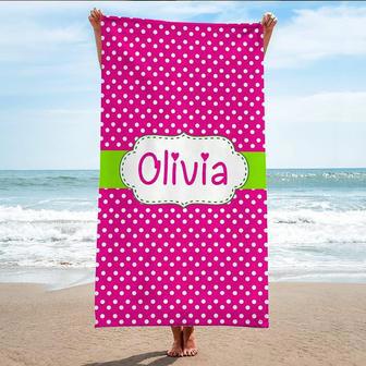 Polka Dots Custom Beach Towels Pool Bath Unique Design All Ages | Newhawaiianshirts AU