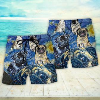 Pug Dog Cute Starry Night Beach Short | Newhawaiianshirts AU