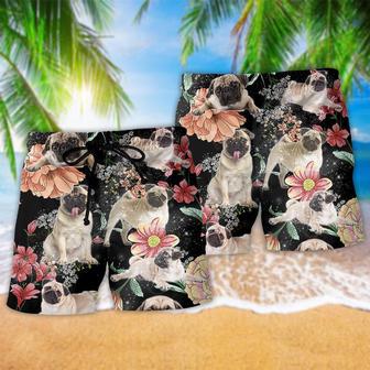 Pug Tropical Style Dark Beach Short | Newhawaiianshirts