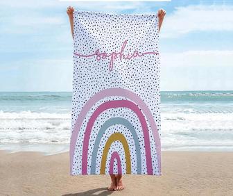 Rainbow Design Personalized Beach Towels Perfect Summer Women Men | Newhawaiianshirts UK