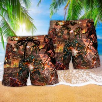 Robot Combat Battle Field Fighting Beach Short | Newhawaiianshirts AU