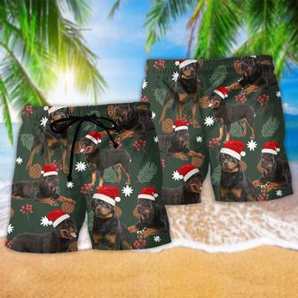 Rottweiler Dog Merry Christmas Beach Short | Newhawaiianshirts AU