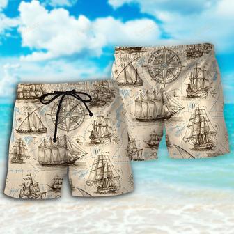 Sailing Vintage Pirate Map Beach Short | Newhawaiianshirts CA