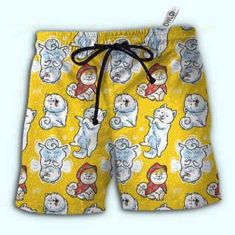 Samoyed Dog Lover Yellow Beach Short | Newhawaiianshirts AU