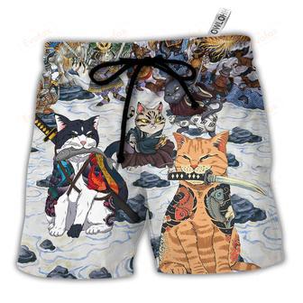 Samurai Cats A Small Measure of Peace Beach Short | Newhawaiianshirts CA