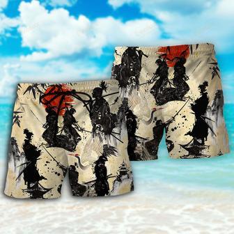 Samurai Mountain Sketch Art Beach Short | Newhawaiianshirts AU