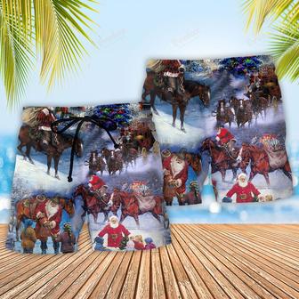 Santa Cowboy Christmas Love Children Beach Short | Newhawaiianshirts AU