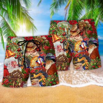 Santa Cowboy Merry Christmas Red Style Beach Short | Newhawaiianshirts UK