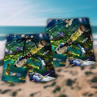 Satellite I Need More Space Green Beach Short | Newhawaiianshirts AU