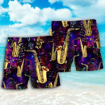 Saxophone Music Neon Art Beach Short | Newhawaiianshirts UK