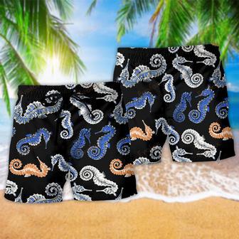 Seahorse Black Style Black Beach Short | Newhawaiianshirts AU